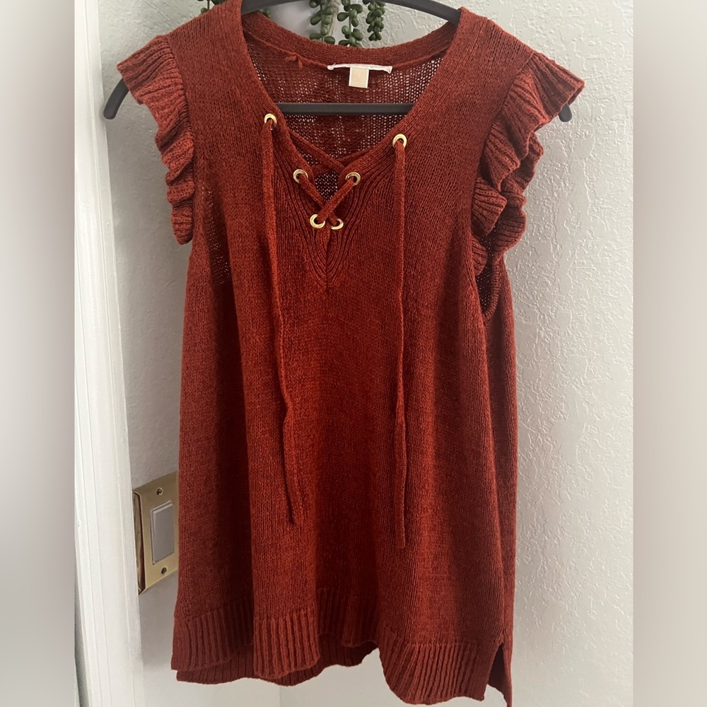 Michael Kors sleeveless knit terracotta top SZ Large